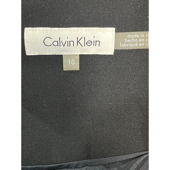 Calvin Klein Collarless Faux Leather Full Silver Zip Black Short Blazer Sz 10 - Picture 4 of 10